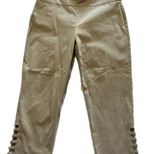 Attyre New York Ladies Pants sz 14 Beige Pull On Stretch Ankle Bling